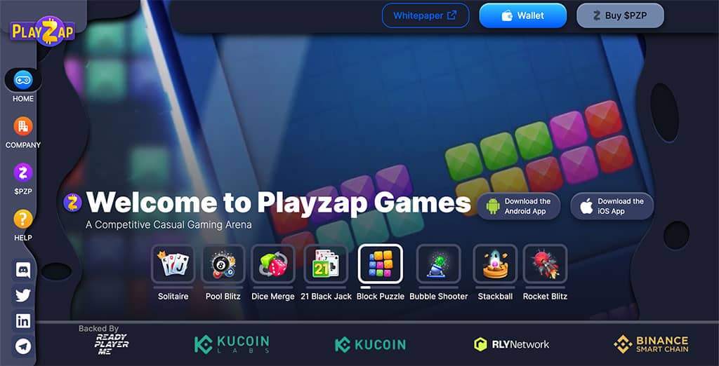 PlayZap homepage